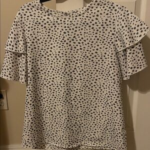 Elegant White and Black Polka Dot Women's Top